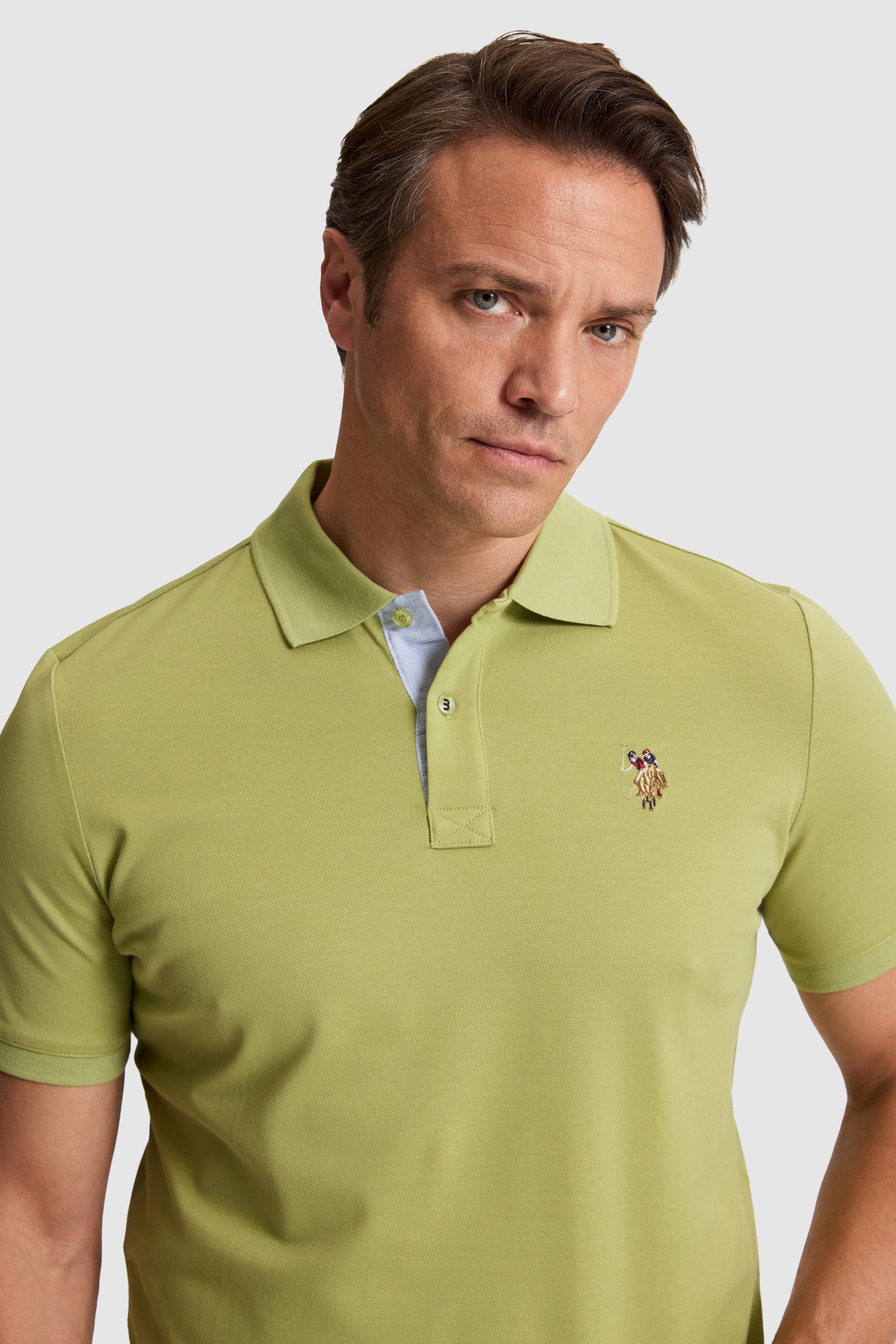 Erkek Yeşil Regular Fit Polo Yaka Basic Tişört