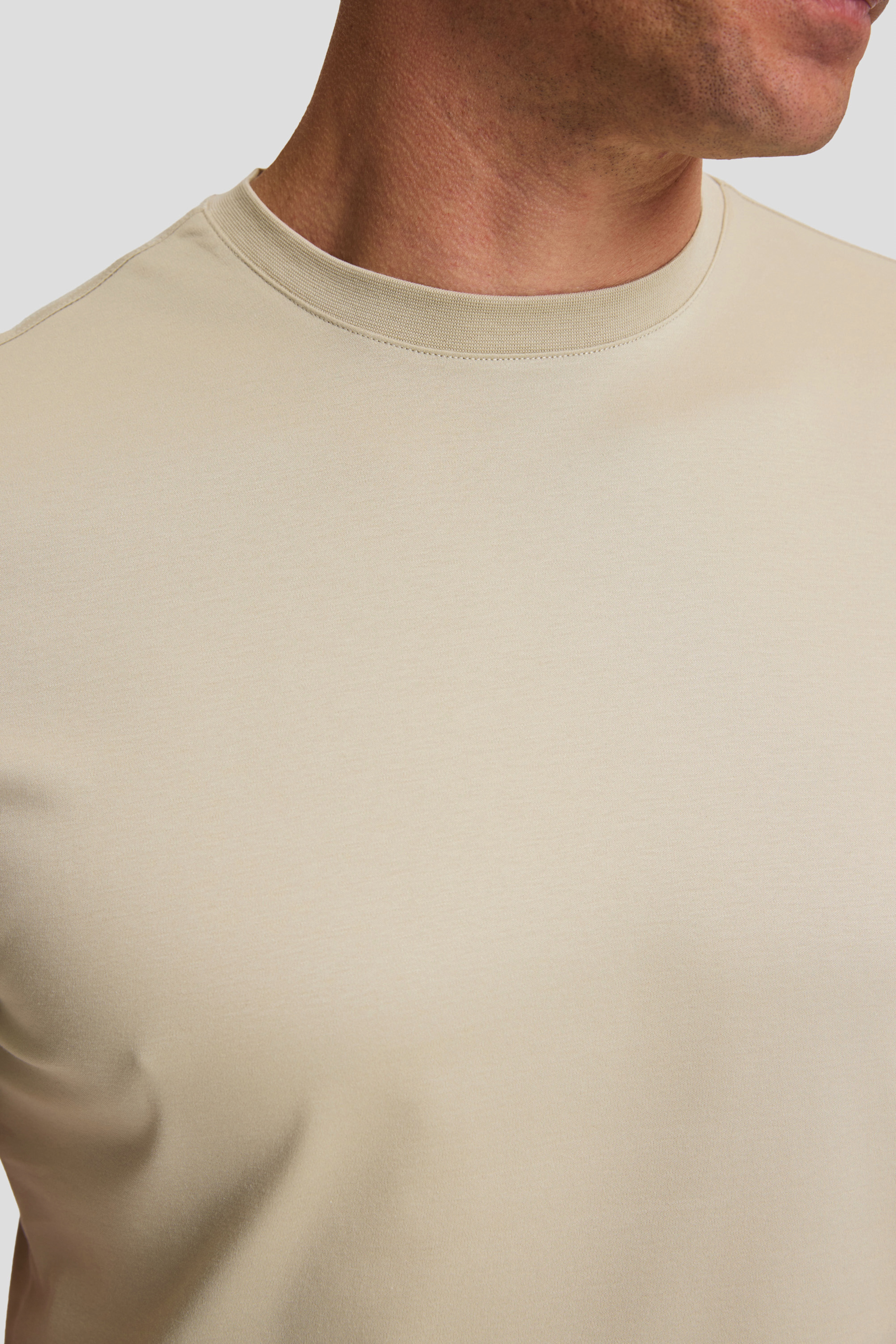 Erkek Açık Haki Regular Fit Bisiklet Yaka Basic Tişört - Image 6