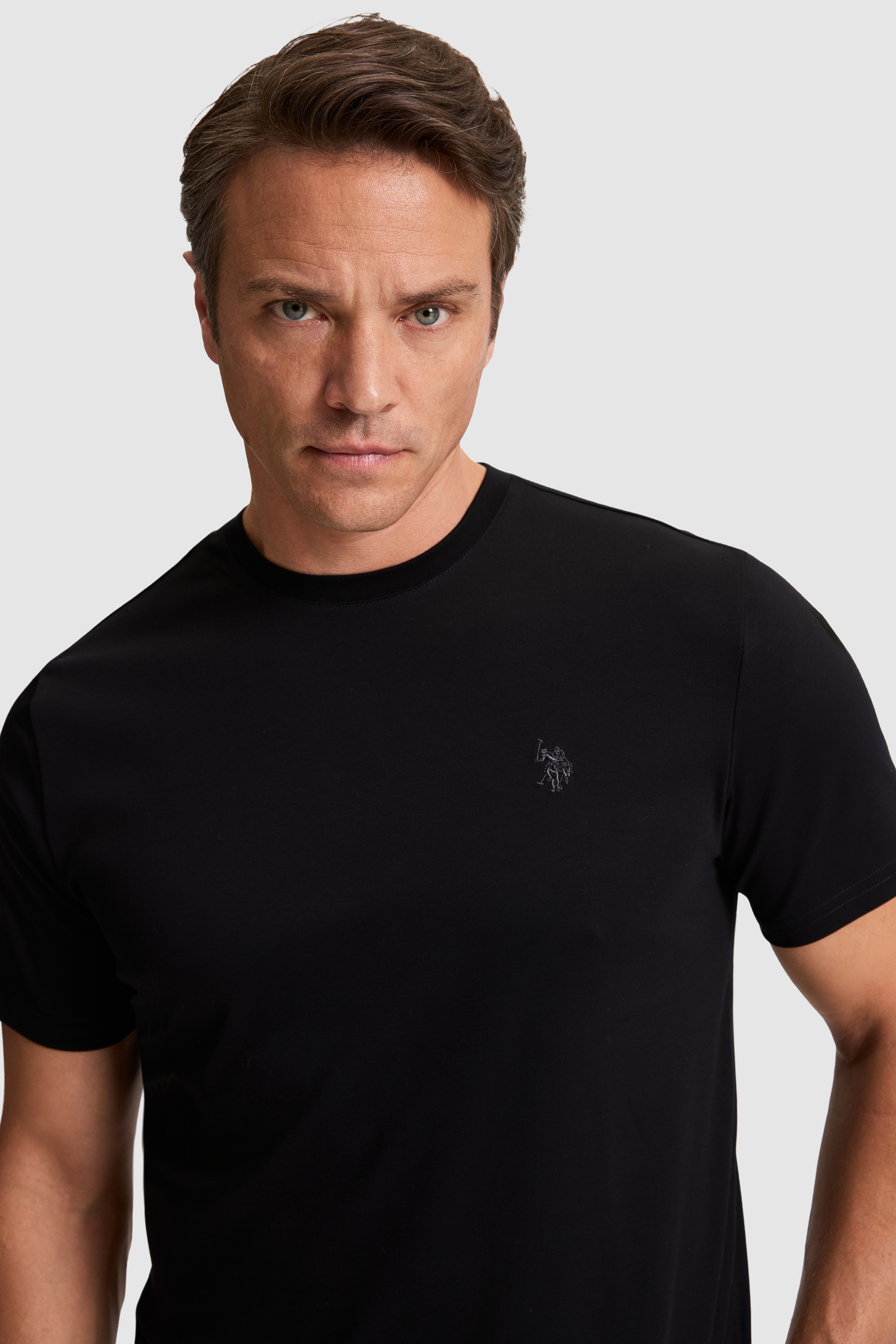 Erkek Siyah Regular Fit Bisiklet Yaka Basic Tişört - Image 2