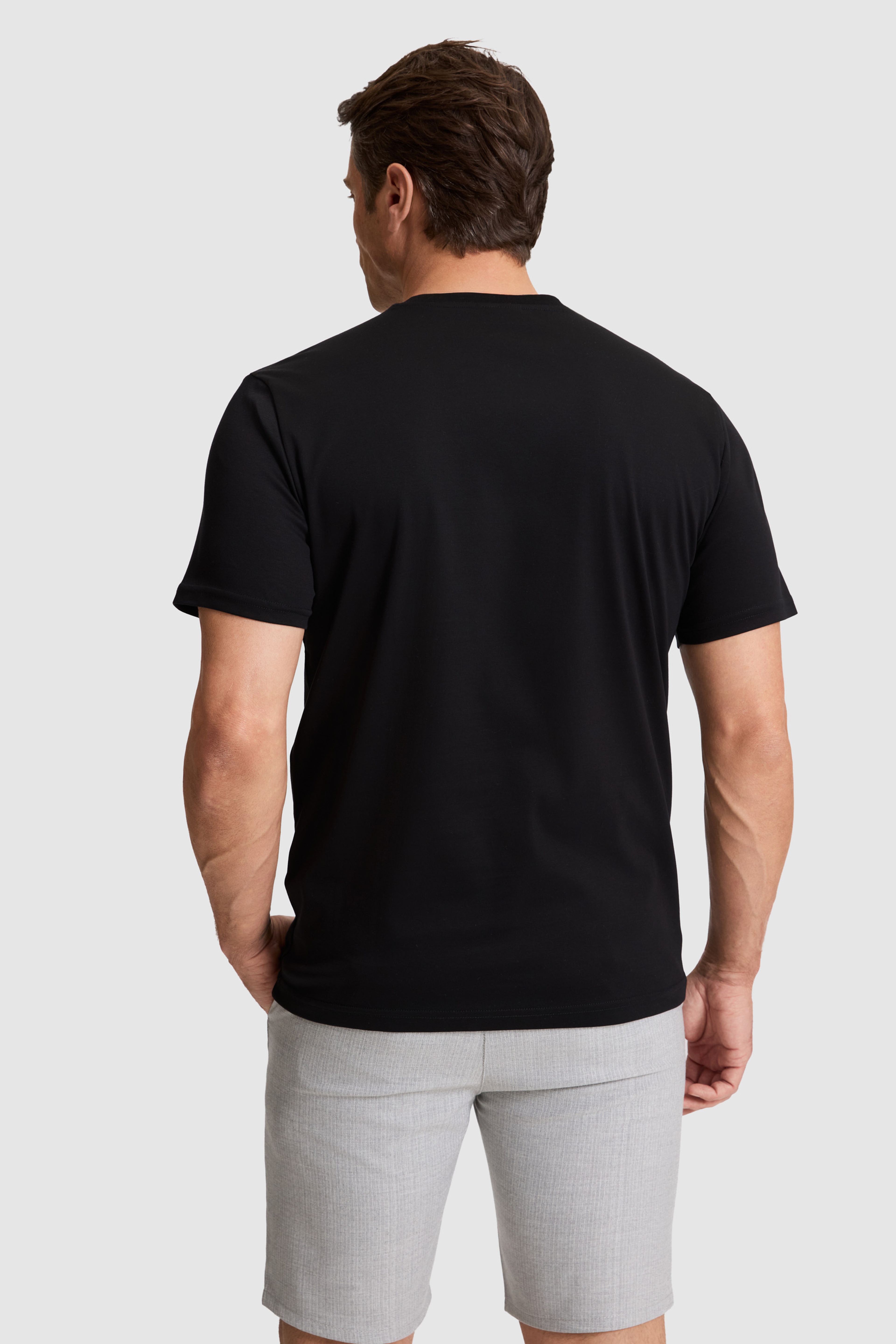 Erkek Siyah Regular Fit Bisiklet Yaka Basic Tişört - Image 6