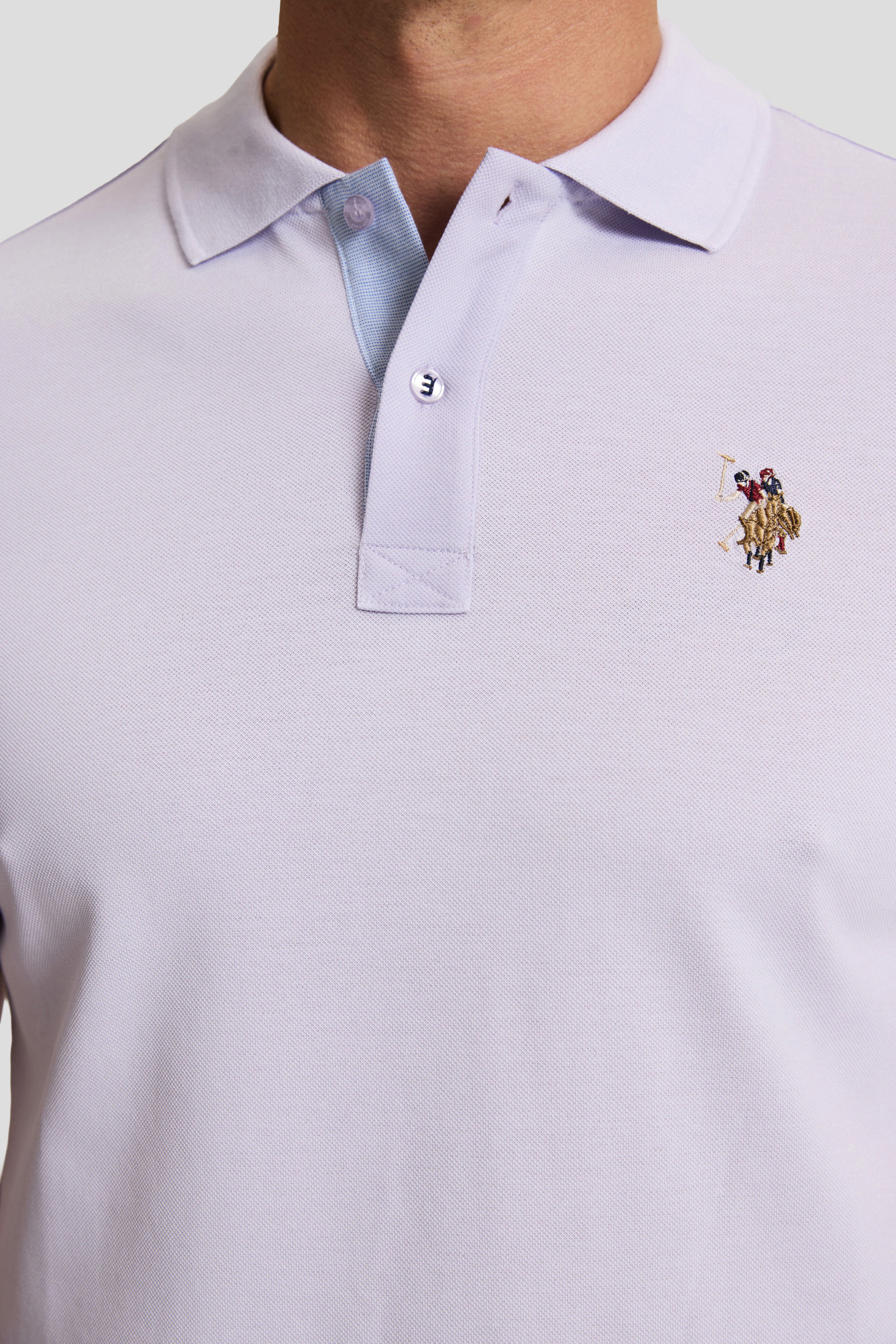 Erkek Lila Regular Fit Polo Yaka Basic Tişört - Image 6