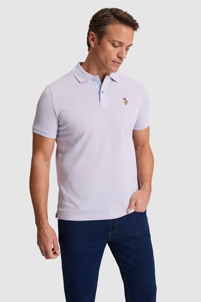 Erkek Lila Regular Fit Polo Yaka Basic Tişört