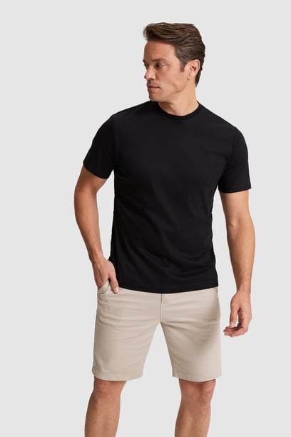 Erkek Siyah Regular Fit Bisiklet Yaka Basic Tişört