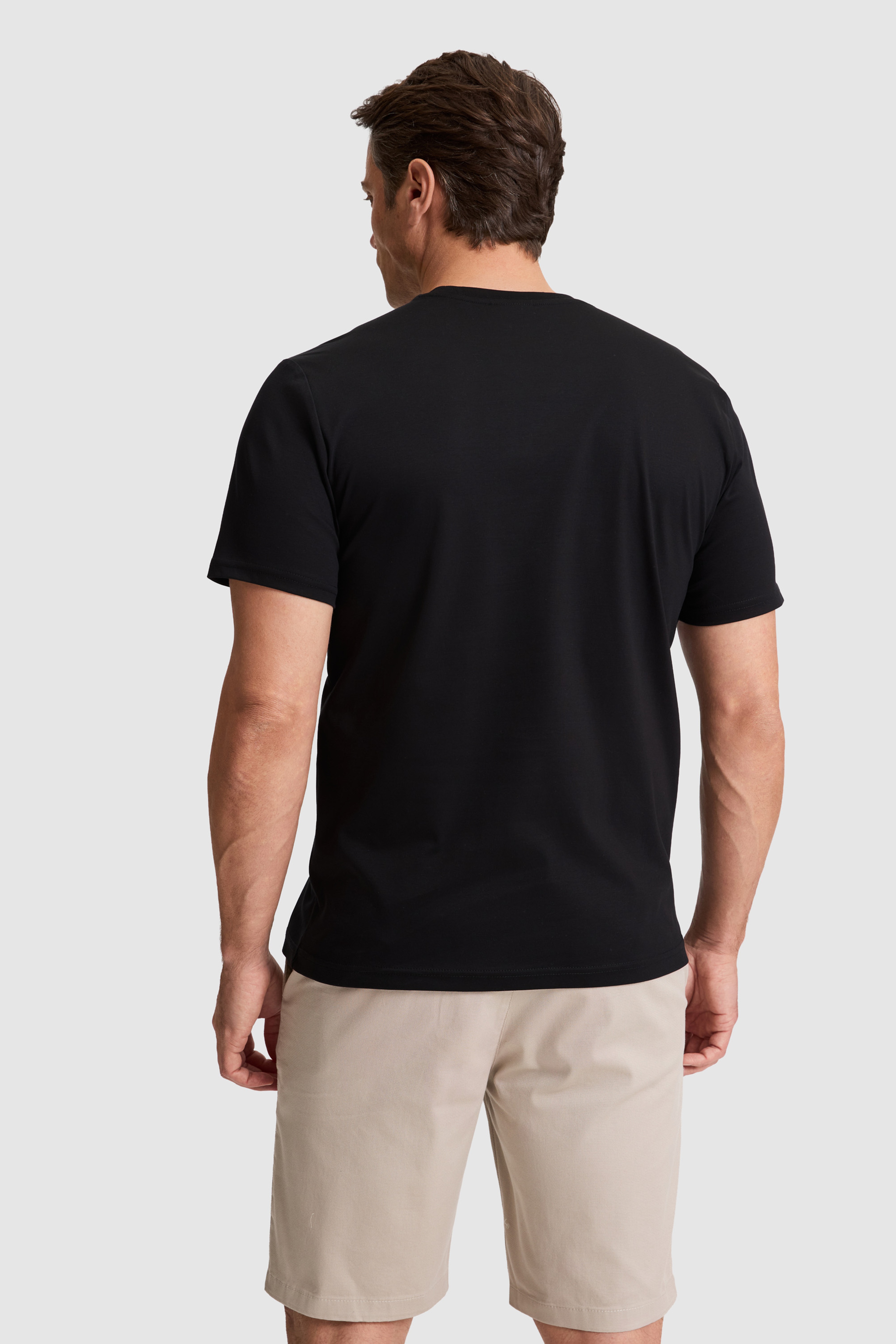 Erkek Siyah Regular Fit Bisiklet Yaka Basic Tişört - Image 5
