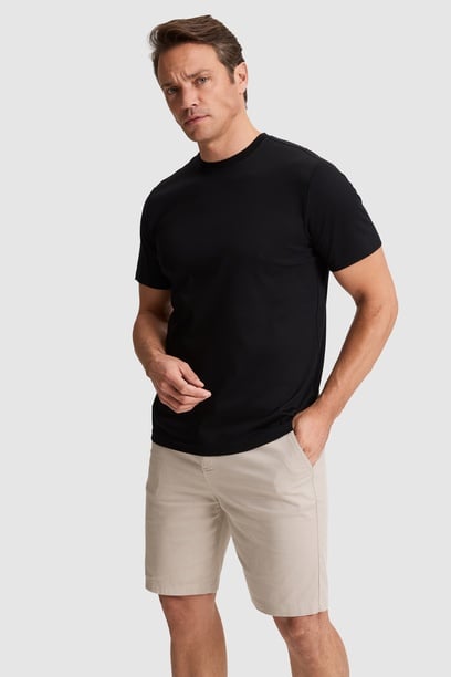 Erkek Siyah Regular Fit Bisiklet Yaka Basic Tişört