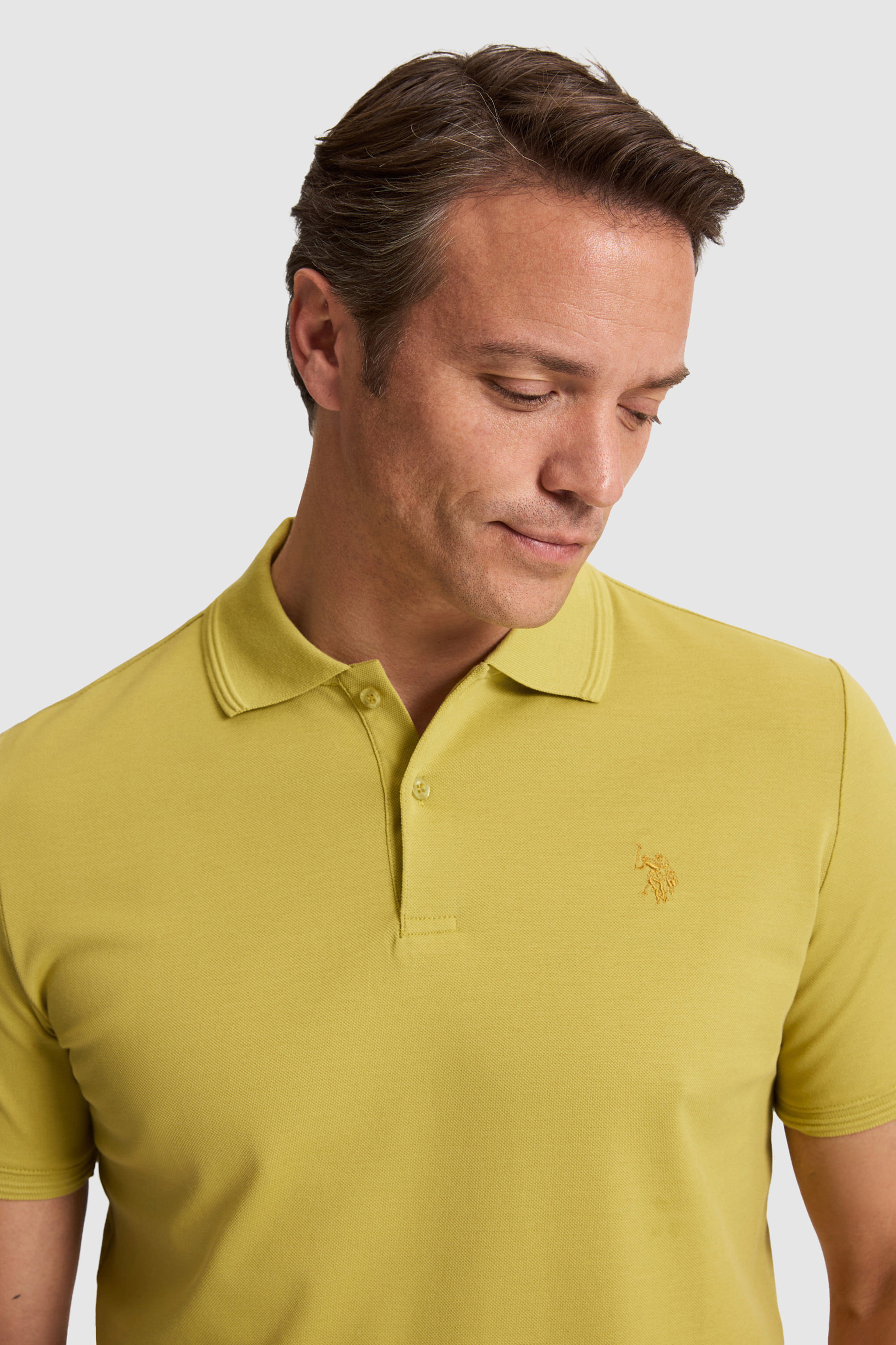 Erkek Hardal Regular Fit Polo Yaka Basic Tişört - Image 2