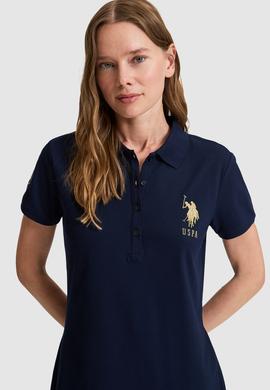 Kadın Lacivert Polo Yaka Örme Elbise - 50321787020