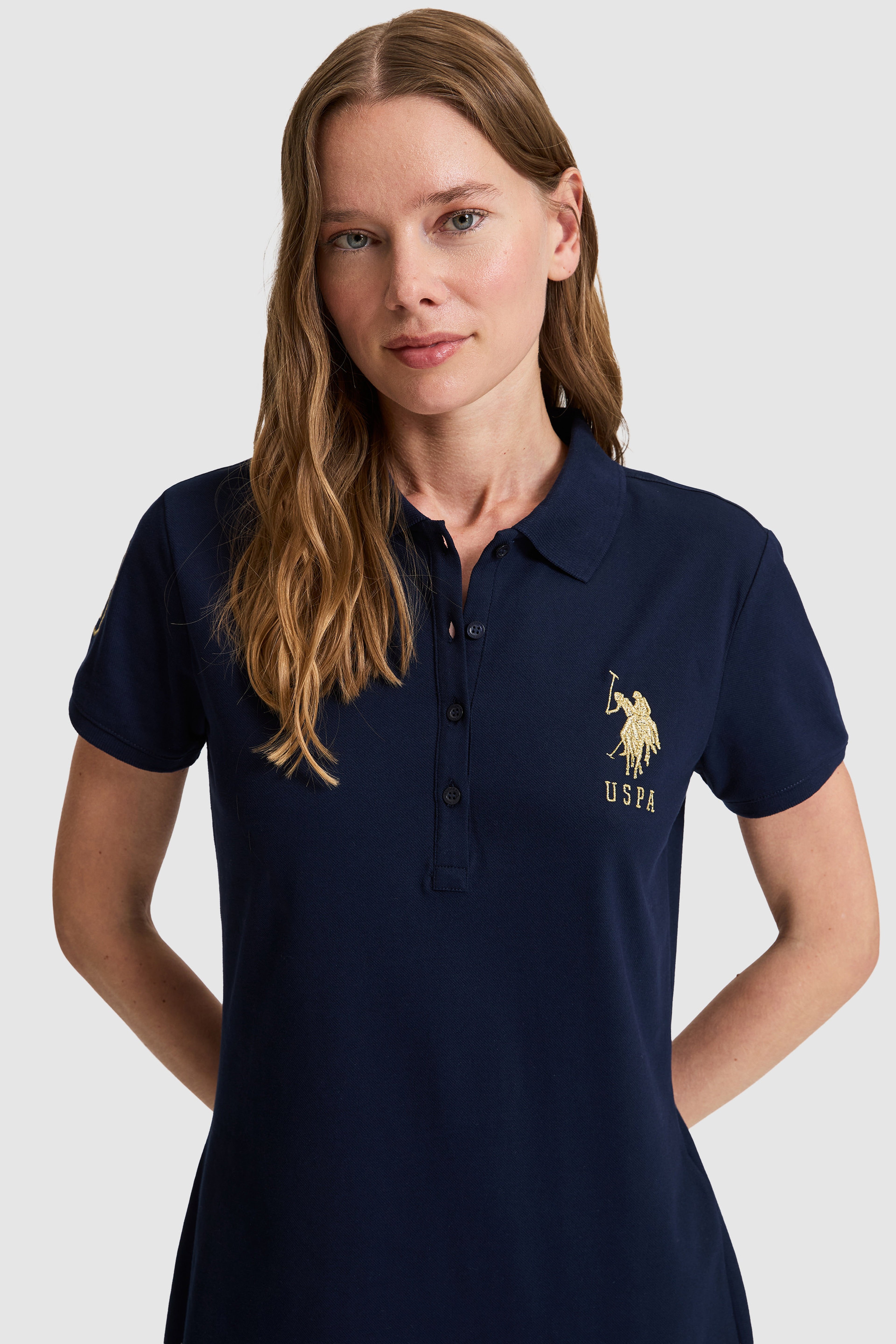 Kadın Lacivert Polo Yaka Örme Elbise