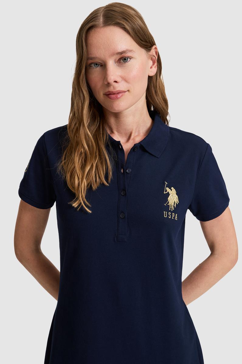 Kadın Lacivert Polo Yaka Örme Elbise