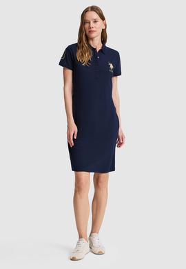 Kadın Lacivert Polo Yaka Örme Elbise - 50321787020