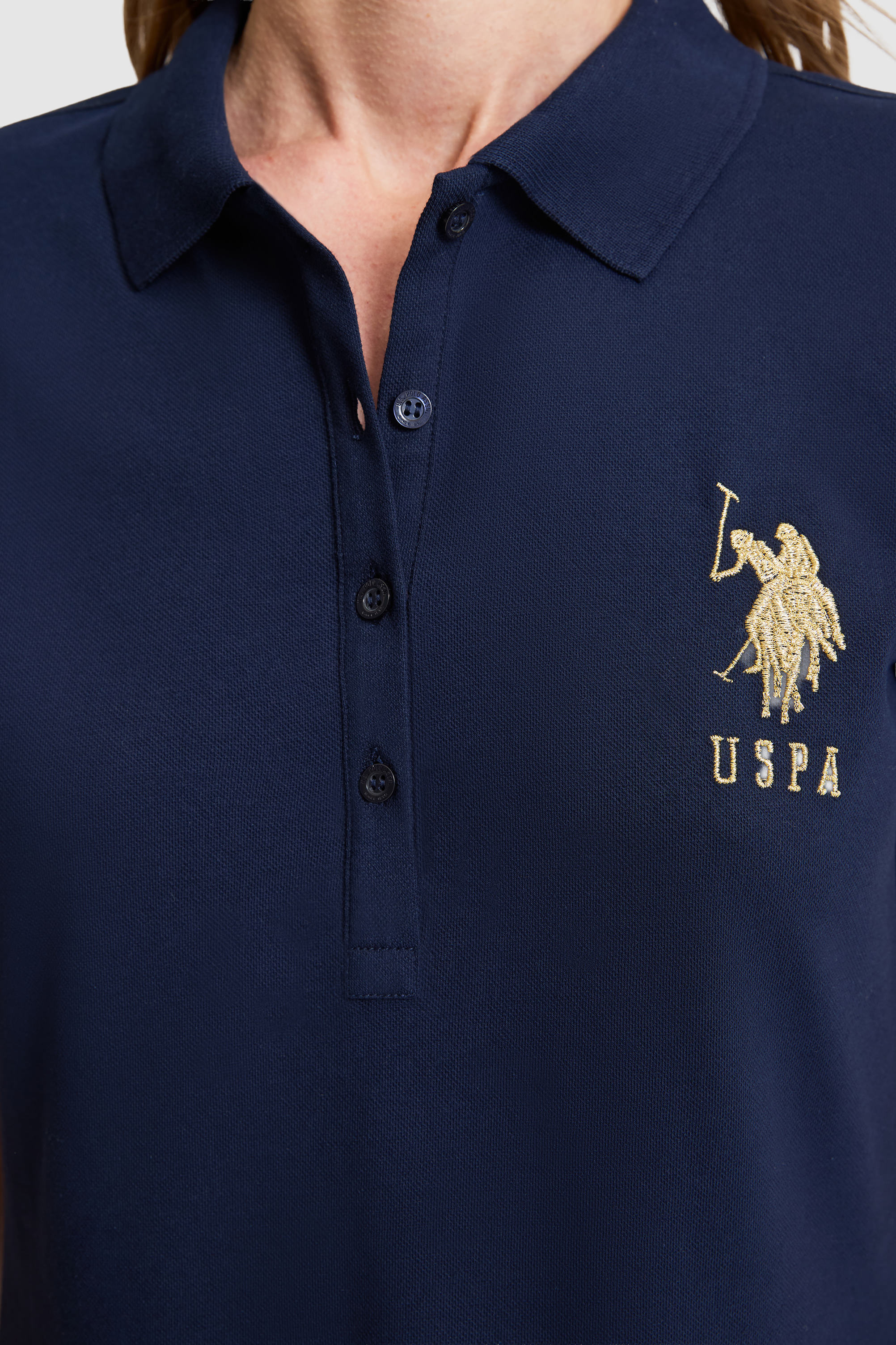 Kadın Lacivert Polo Yaka Örme Elbise - 50321787020