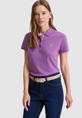 Kadın Menekşe Polo Yaka Basic Tişört - 50321798107
