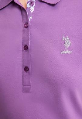 Kadın Menekşe Polo Yaka Basic Tişört - 50321798107