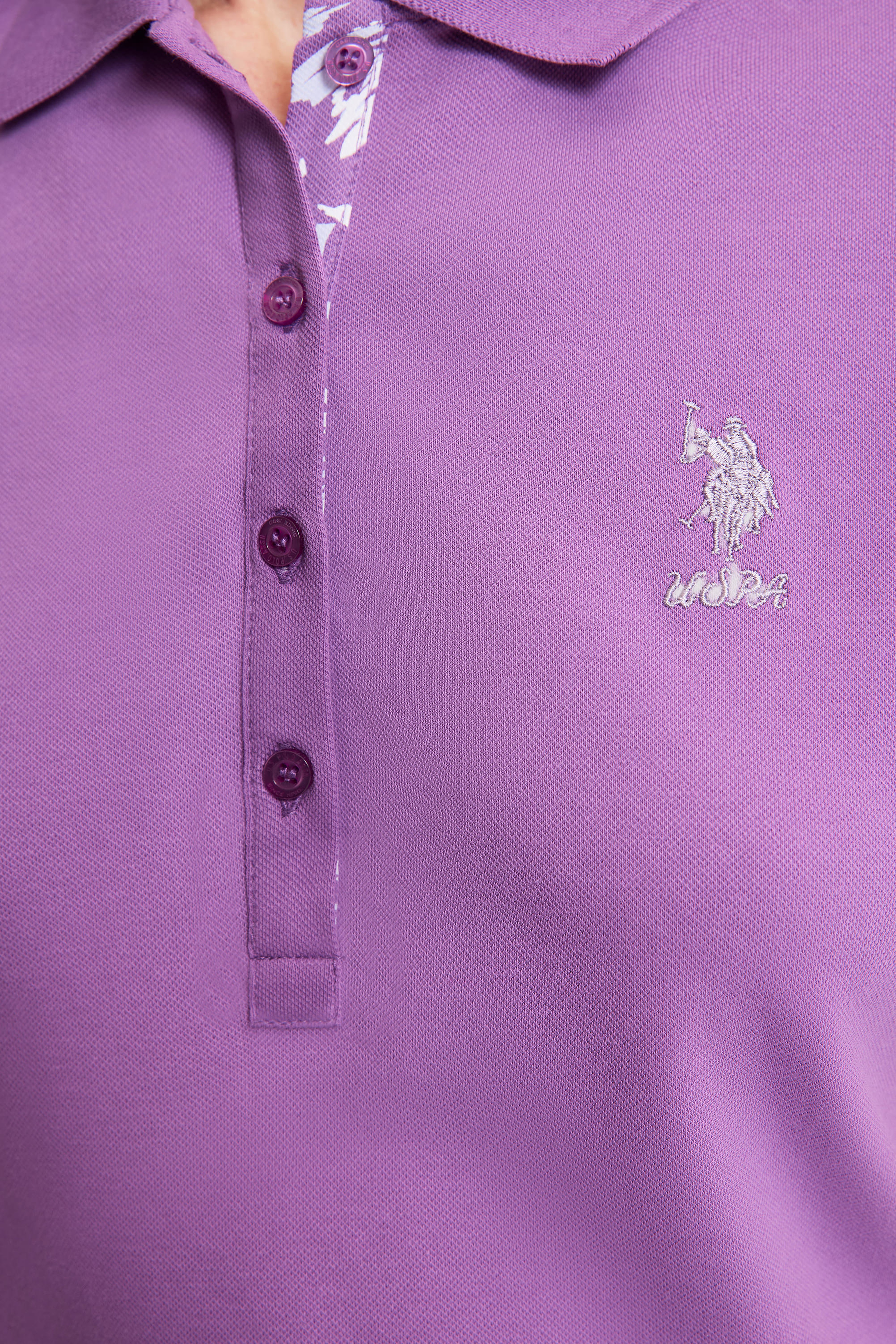 Kadın Menekşe Polo Yaka Basic Tişört - Image 6