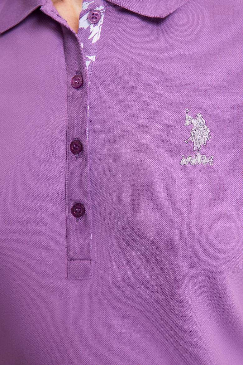 Kadın Menekşe Polo Yaka Basic Tişört - 50321798107