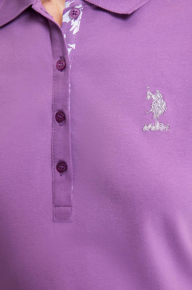 Kadın Menekşe Polo Yaka Basic Tişört