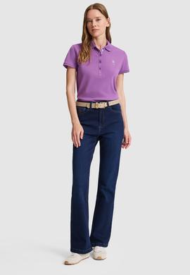 Kadın Menekşe Polo Yaka Basic Tişört - 50321798107