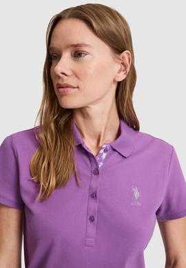Kadın Menekşe Polo Yaka Basic Tişört - 50321798107