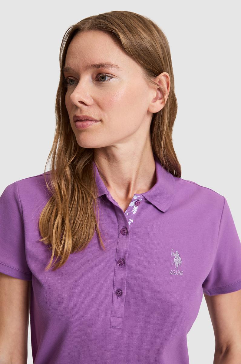 Kadın Menekşe Polo Yaka Basic Tişört