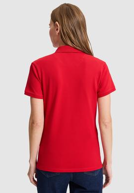 Kadın Kırmızı Polo Yaka Basic Tişört - 50321798241