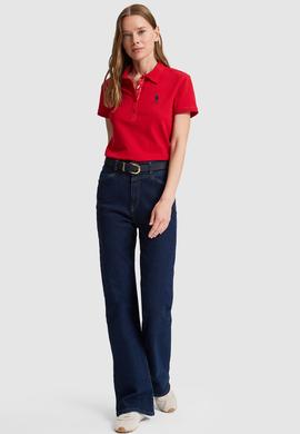 Kadın Kırmızı Polo Yaka Basic Tişört - 50321798241