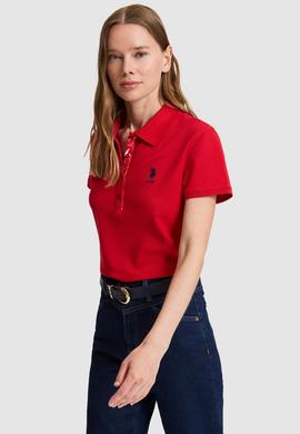 Kadın Kırmızı Polo Yaka Basic Tişört - 50321798241