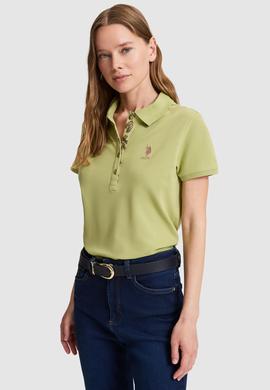 Kadın Yeşil Polo Yaka Basic Tişört - 50321798060