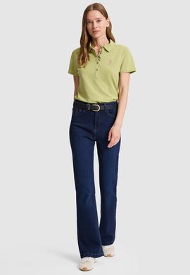 Kadın Yeşil Polo Yaka Basic Tişört - 50321798060