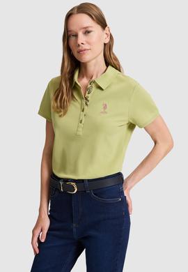 Kadın Yeşil Polo Yaka Basic Tişört - 50321798060