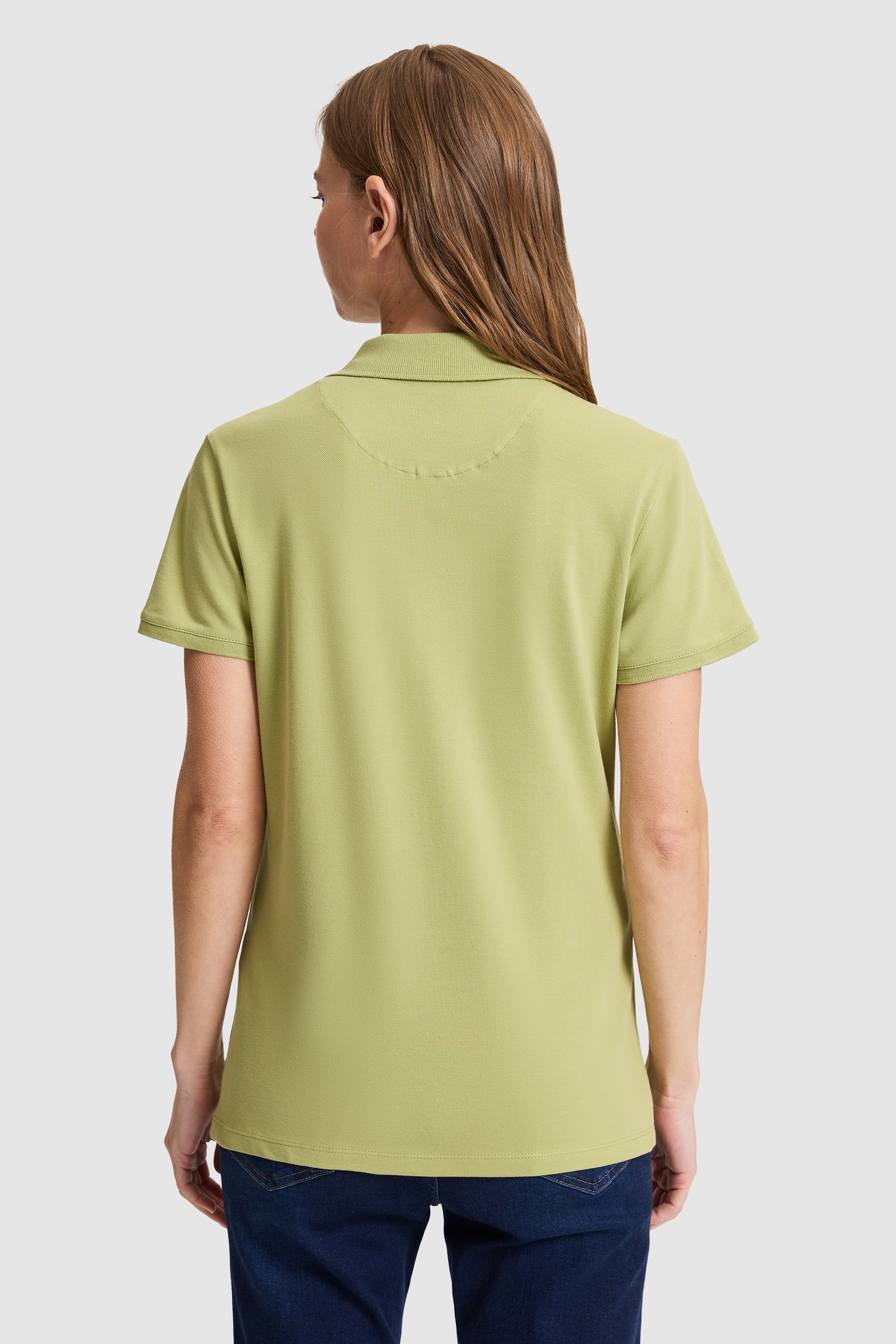 Kadın Yeşil Polo Yaka Basic Tişört