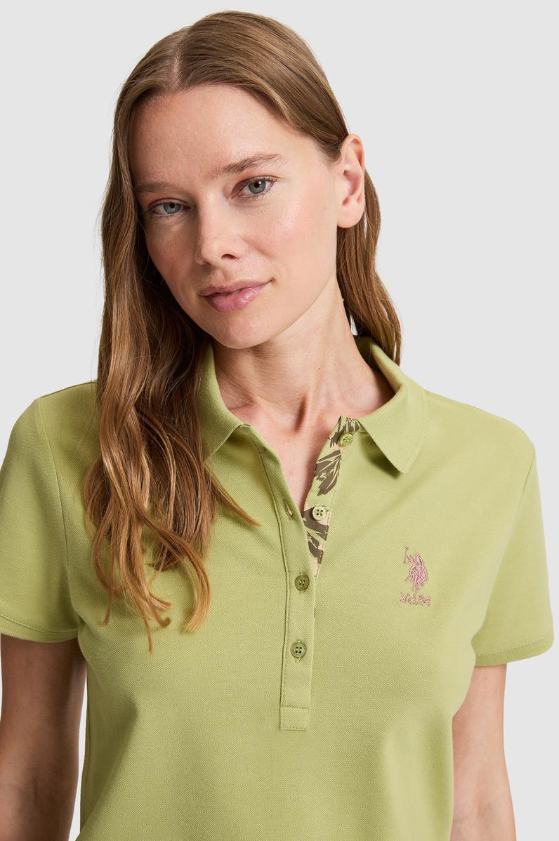 Kadın Yeşil Polo Yaka Basic Tişört