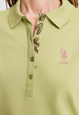 Kadın Yeşil Polo Yaka Basic Tişört - 50321798060