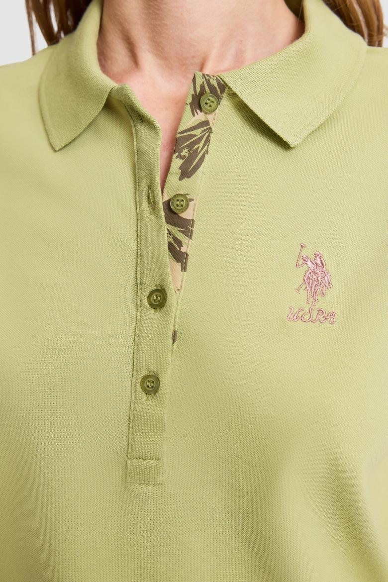 Kadın Yeşil Polo Yaka Basic Tişört - 50321798060