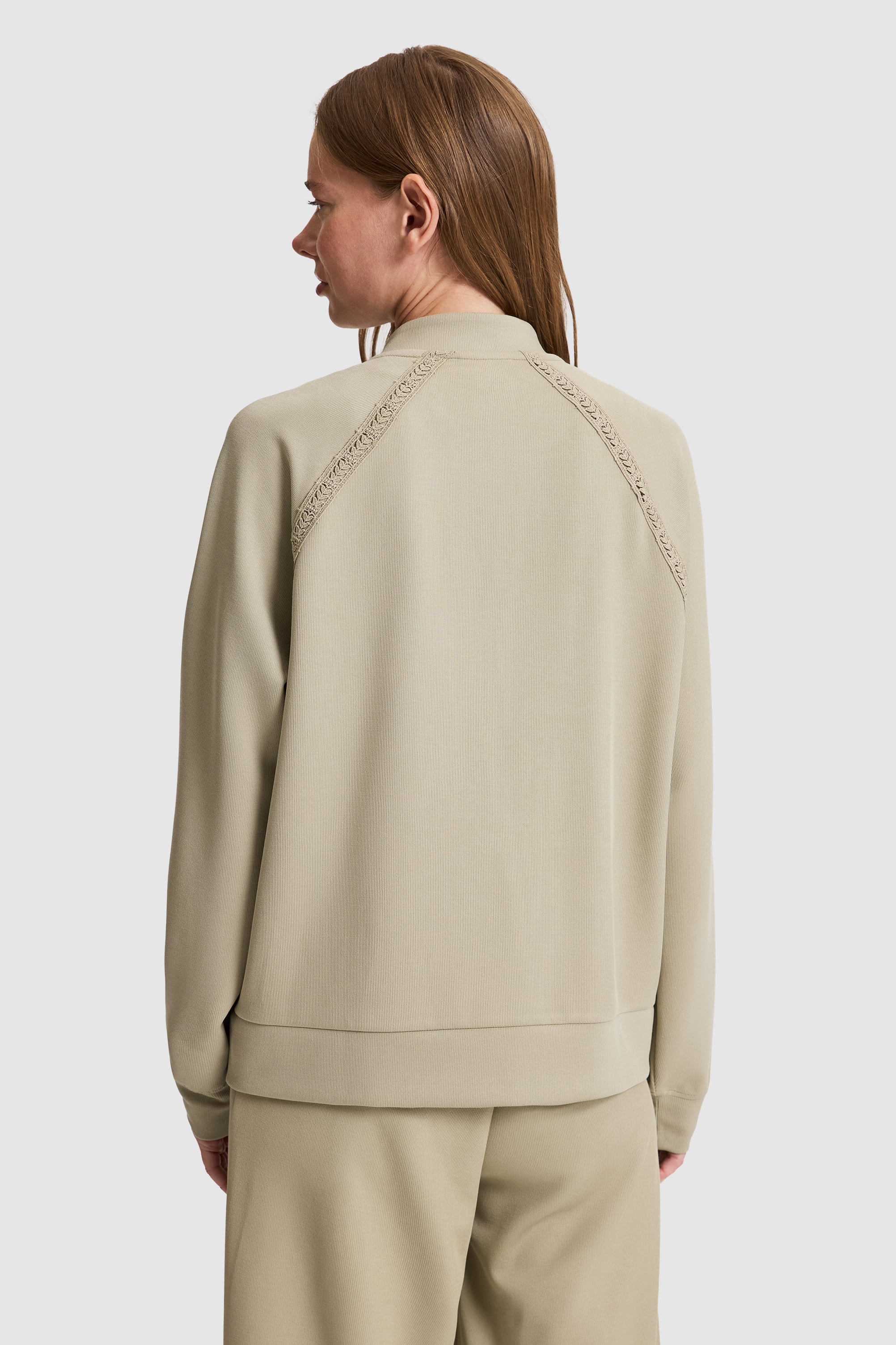Kadın Açık Haki Fermuarlı Sweatshirt