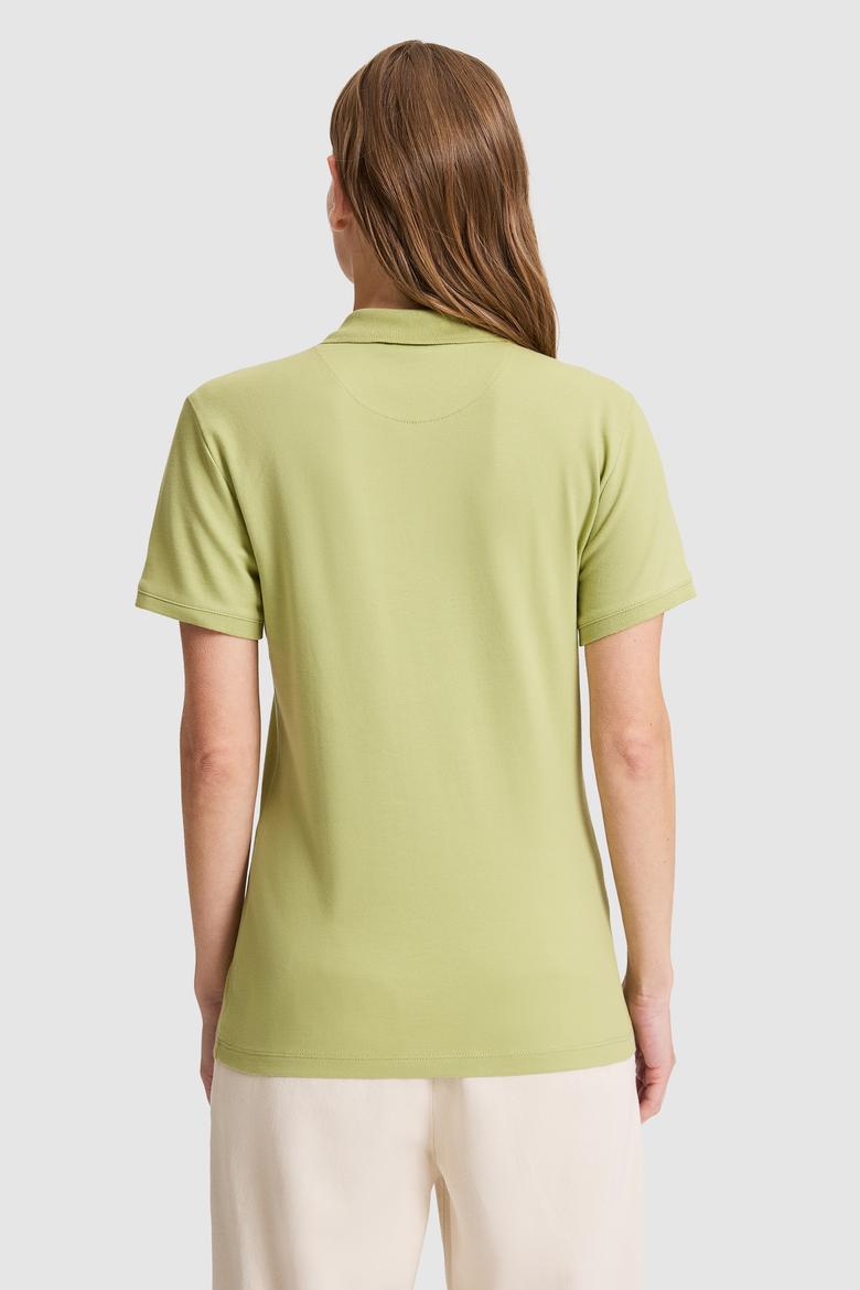 Kadın Yeşil Polo Yaka Basic Tişört - 50326475056