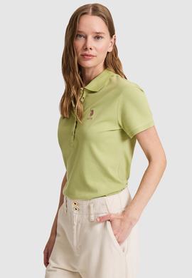 Kadın Yeşil Polo Yaka Basic Tişört - 50326475056