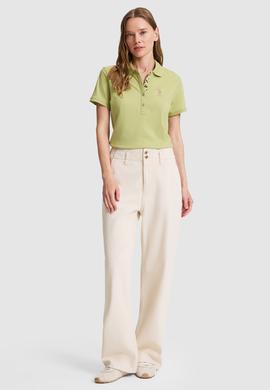 Kadın Yeşil Polo Yaka Basic Tişört - 50326475056