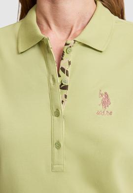 Kadın Yeşil Polo Yaka Basic Tişört - 50326475056