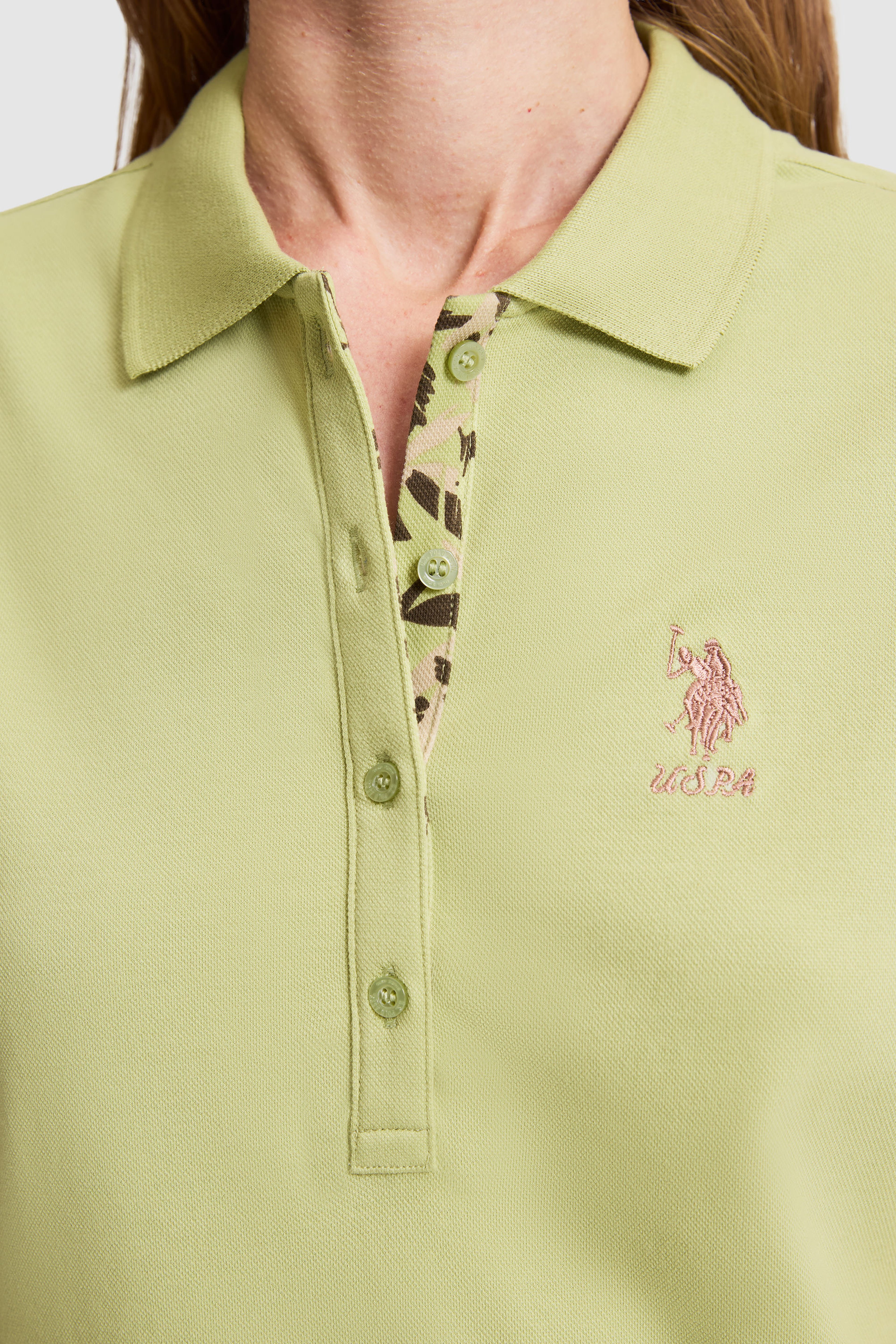 Kadın Yeşil Polo Yaka Basic Tişört
