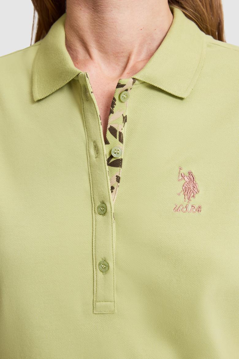 Kadın Yeşil Polo Yaka Basic Tişört - 50326475056