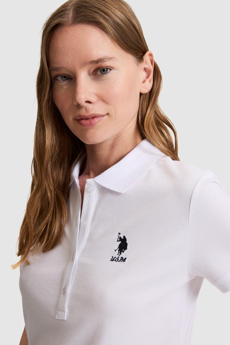 Kadın Beyaz Polo Yaka Basic Tişört - 50326475002