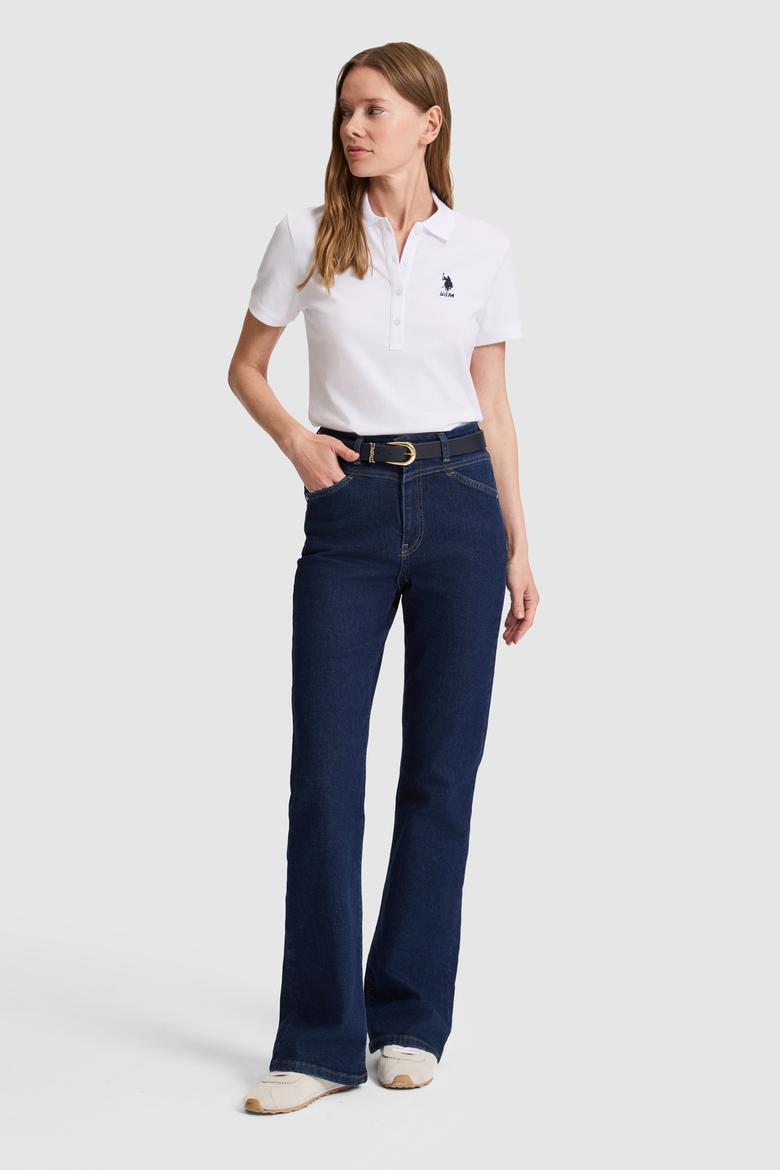 Kadın Beyaz Polo Yaka Basic Tişört - 50326475002