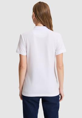 Kadın Beyaz Polo Yaka Basic Tişört - 50326475002