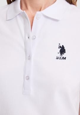 Kadın Beyaz Polo Yaka Basic Tişört - 50326475002