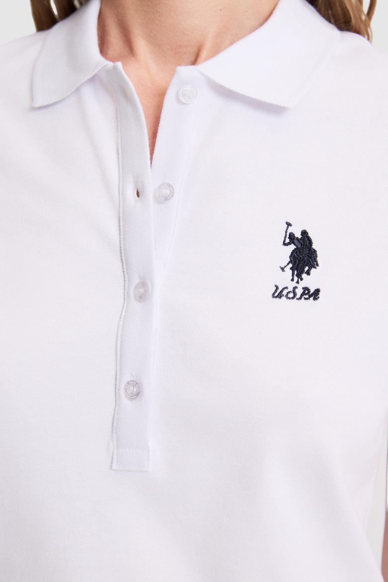 Kadın Beyaz Polo Yaka Basic Tişört - 50326475002