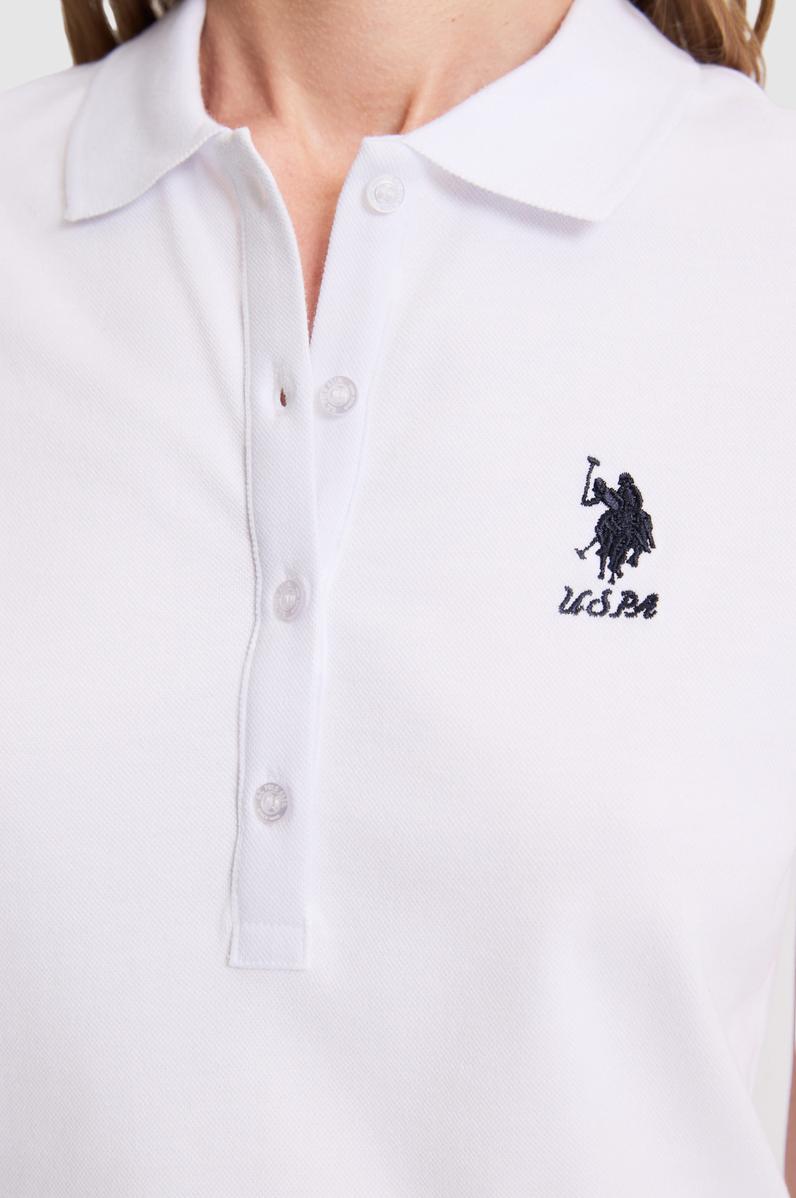 Kadın Beyaz Polo Yaka Basic Tişört