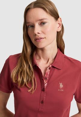 Kadın Fuşya Polo Yaka Basic Tişört - 50326475018