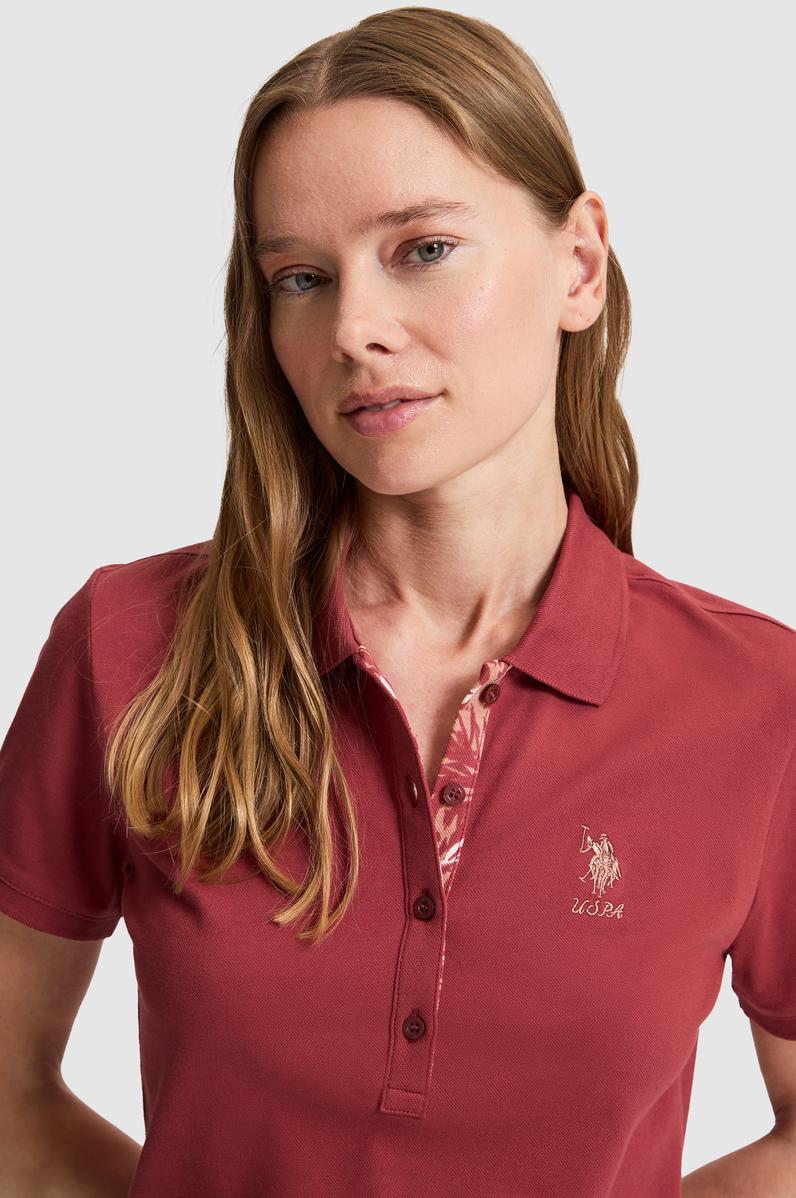 Kadın Fuşya Polo Yaka Basic Tişört