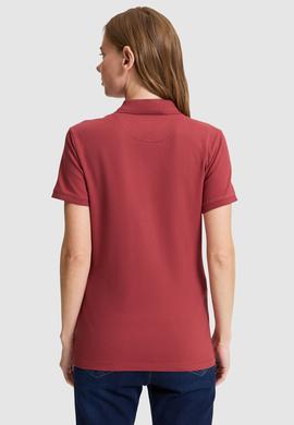Kadın Fuşya Polo Yaka Basic Tişört - 50326475018