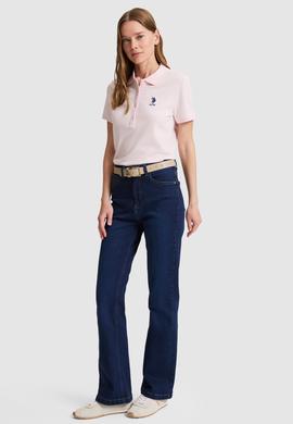 Kadın Açık Pembe Polo Yaka Basic Tişört - 50326475026
